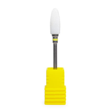 Ceramic tip for removing gel and gel polish, corn, yellow notch, XF 3/32 Flame ST (C)