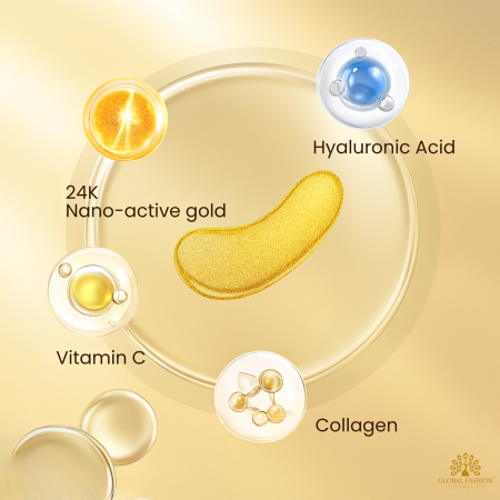 Korean 24K Gold Collagen Under Eye Patches 30 Pairs Eye Patch Close Up - Hydrating Collagen Under Eye Treatment | لاصقات العين صورة مقربة