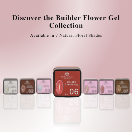 HEMA-Free Builder Flower Gel 8ml by Global Fashion – Real Dried Floral Petals, UV/LED Cure