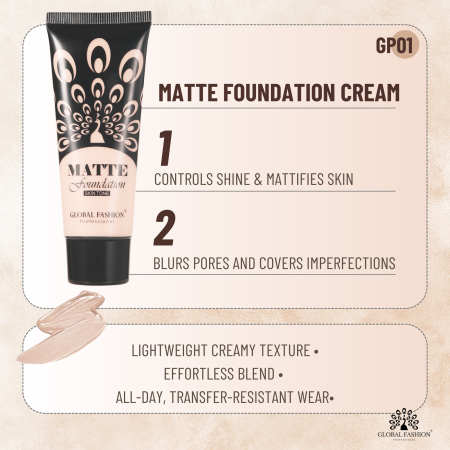 Global Fashion matte foundation close up waterproof oil free finish كريم اساس لقطة مقربة مطفي
