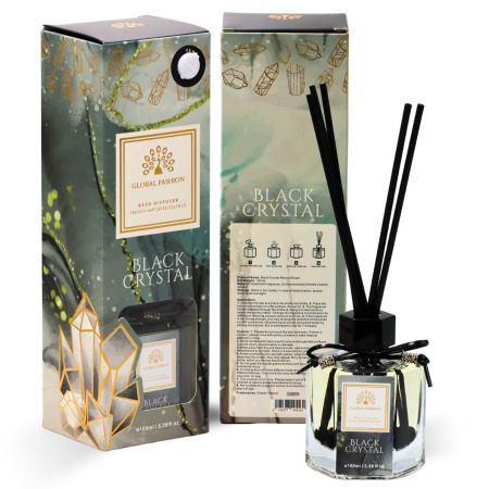 Black Crystal Reed Diffuser 100ml Home Fragrance Reed Diffuser Close Up - Luxury Aromatherapy Home Decor Fragrance | معطر منزلي صورة مقربة