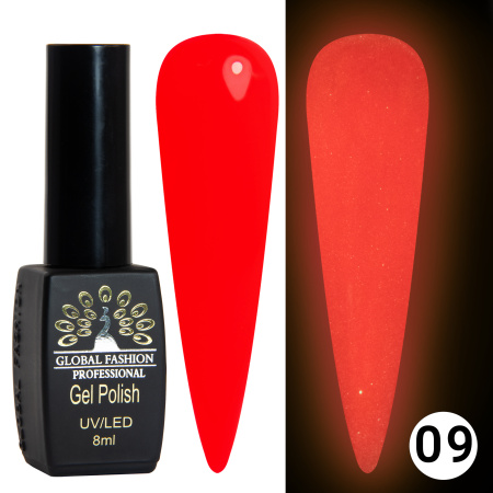 Luminous Global Fashion Gel Polish 8ml, Glow in the Dark, 09