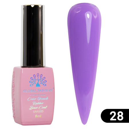 Colored French base for gel polish Global Fashion, Color French Base Coat 8 ml, 28