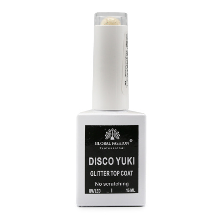 Disco Yuki Top without sticky layer, Global Fashion Nail Gel, 15ml Top Coat, No Wipe Gel Polish Finish, جل ديسكو يوكي طبقة علوية بدون مسح للأظافر

