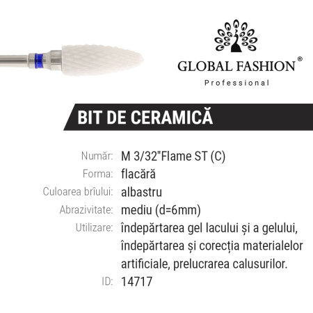 Ceramic nozzle for removing gel and gel polish, corn, blue notch, M 3/32* Flame ST(C)