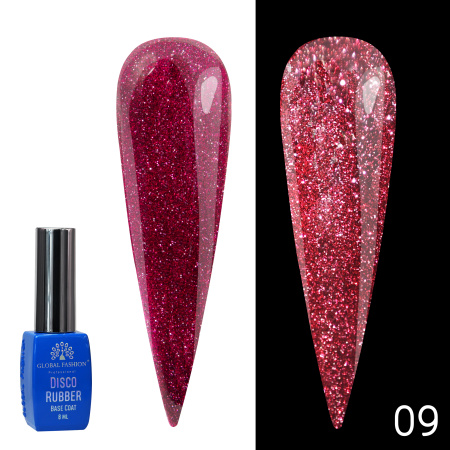 Rubber base Disco Opal reflective Global Fashion 8 ml, 09