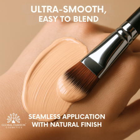 Global Fashion foundation close up seamless blend hydrating finish كريم اساس لقطة مقربة بملمس ناعم
