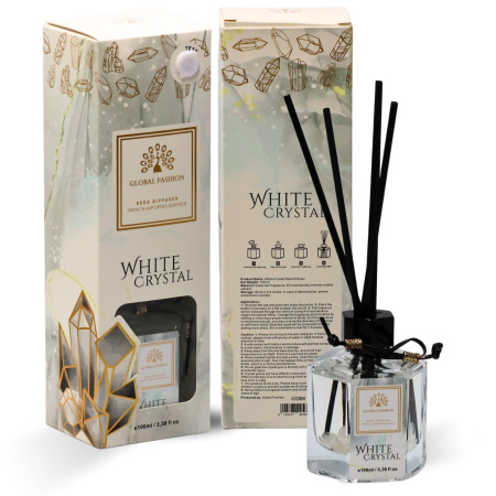 White Crystal Reed Diffuser 100ml Home Fragrance Reed Diffuser Close Up - Luxury Aromatherapy Home Decor Fragrance | معطر منزلي صورة مقربة