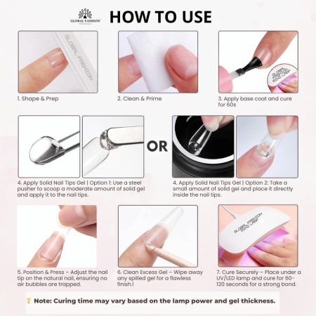Gel for gel tips in a tube. Solid Nail Tips Gel 30 gr. Nail Extension Gel Close Up - Professional Solid Nail Tips Gel | جل الأظافر صورة مقربة