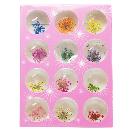 Nail decor, dried flowers, in a container (12 colors) - 5