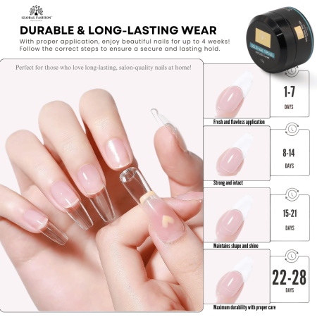 Gel for gel tips in a jar Solid Nail Tips Gel 15 gr. Nail Extension Gel Close Up - Professional Solid Nail Tips Gel | جل الأظافر صورة مقربة