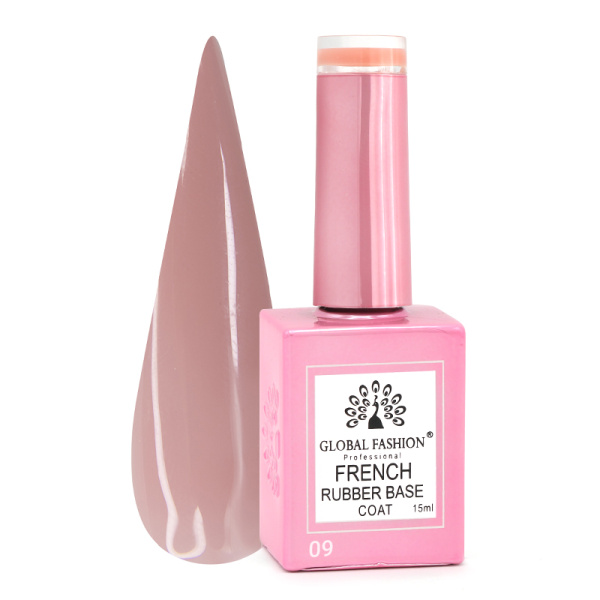 Global Fashion Rubber Base Coat French Gel Polish, 15ml | 09