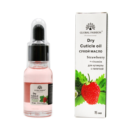 Dry cuticle oil with pipette with strawberry aroma, Global Fashion, 15 ml