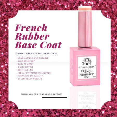 French Rubber Base Coat 15ml – Global Fashion | Professional Nail Gel Base
فرنش روبر بيس كوت 15 مل – جلوبال فاشن | بيس جل بوليش احترافي للأظافر
