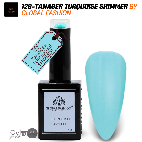 Earthy Elegance Nail Polish 15ml UV LED | 129-Tanager Turquoise Shimmer 1p Earth Tone Gel Nail Polish Bottle 15ml - UV LED Soak Off Nail Color UAE GCC | طلاء أظافر جل