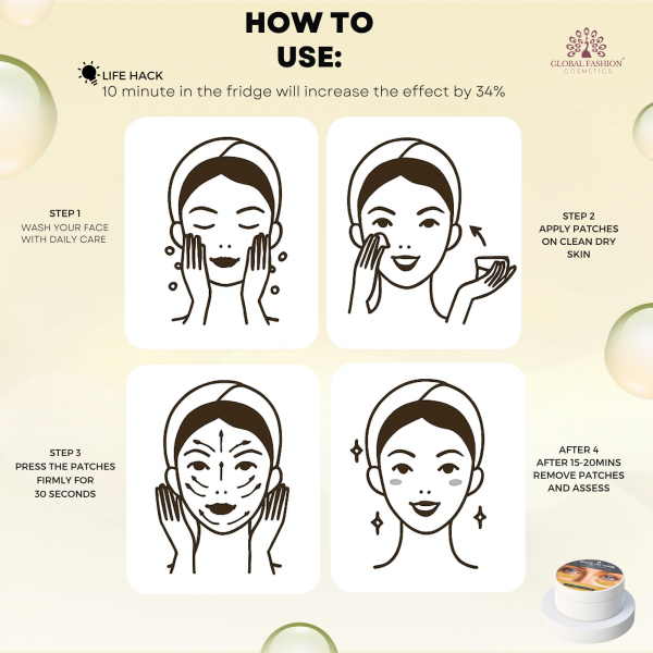 Korean 24K Gold Collagen Under Eye Patches 30 Pairs Under Eye Patches 30 Pairs - Collagen Eye Mask for Dark Circles & Puffiness UAE GCC | ماسك العين بالكولاجين