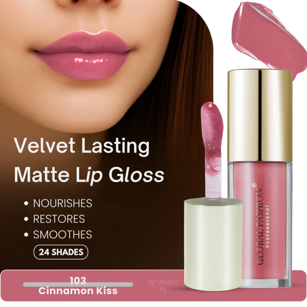 Global Fashion lip gloss preview velvet matte finish جلوس شفاه