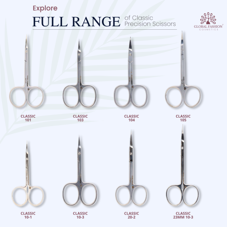 Global Fashion Manicure Scissors | Detailed Professional Nail Scissors Straight & Curved
مقص مانيكير جلوبال فاشن | مقص أظافر احترافي مستقيم ومنحني بالتفصيل
