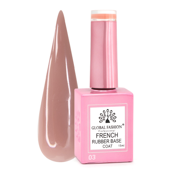 Global Fashion Rubber Base Coat French Gel Polish, 15ml | 03