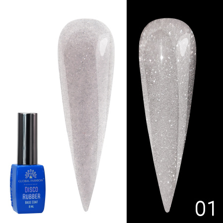 Rubber base Disco Opal reflective Global Fashion 8 ml, 01