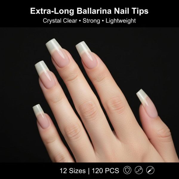 Half Cover Gel Tips 120pcs – Clear Nail Extensions | Stiletto Nail Extension Tips Gel Forms Kit | اطراف اظافر
Half Cover Gel Tips 120pcs – Clear Nail Extensions | Stiletto Dual Nail Forms Reusable Extensions | اظافر صناعية