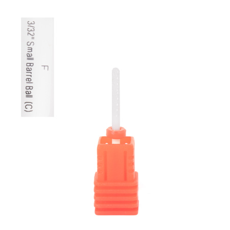 Ceramic Cuticle Bit, Ball, Red Notch, F 3/32 Small Barrel Ball (C)