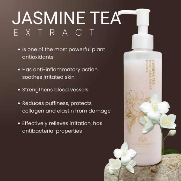 Jasmine Tea Makeup Remover 200ml – Gentle Cleanser Tea Infused Makeup Remover Bottle 200ml - Gentle Waterproof Makeup Cleanser UAE GCC | مزيل مكياج