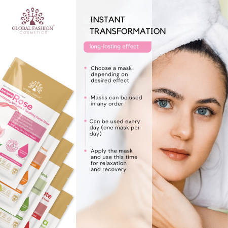 Korean Orange Collagen Facial Sheet Mask Pack of 10 Sheet Mask Close Up - Hydrating Collagen Facial Treatment | ماسك الوجه صورة مقربة