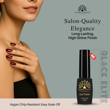 Black Elite Gel Nail Polish Set 6x8ml – UV/LED | Electric Daisy Gel Nail Polish Close View High Shine | طلاء اظافر جل
Black Elite Gel Nail Polish Set 6x8ml – UV/LED | Electric Daisy Nail Gel Set Detailed View Long Lasting | مناكير جل