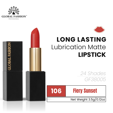 Global Fashion matte lipstick close up high pigment moisturizing finish احمر شفاه مطفي مرطب لقطة مقربة
