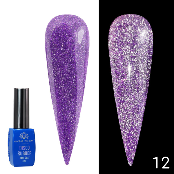 Disco Opal Reflective Rubber Base Coat | Shimmering Builder Gel for Gel Nails , 8ml | 12