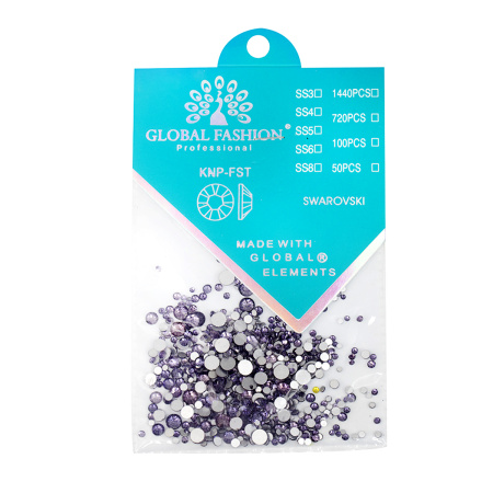 Swarovski crystal stones, dark purple, mix size