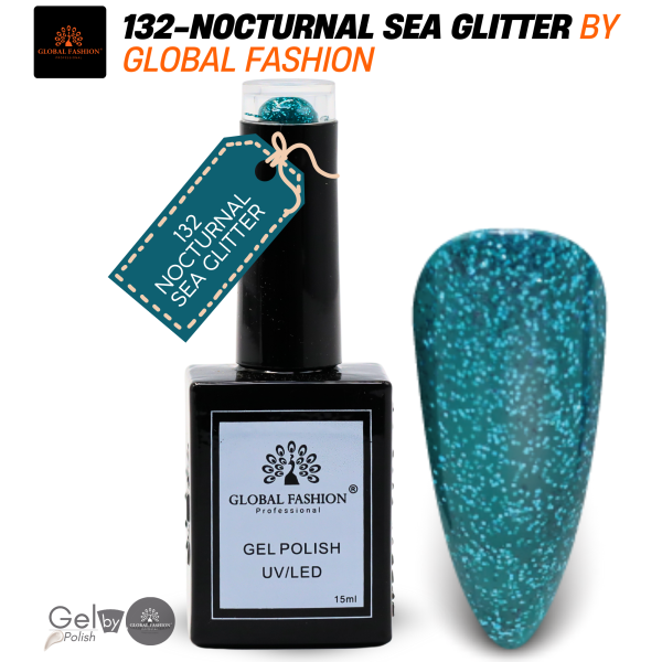 Earthy Elegance Nail Polish 15ml UV LED | 132-Nocturnal Sea Glitter 1p Earth Tone Gel Nail Polish Bottle 15ml - UV LED Soak Off Nail Color UAE GCC | طلاء أظافر جل