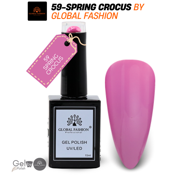 Pretty in Pink Nail Polish 15ml UV LED | 59-Spring Crocus 1p Pink Gel Nail Polish Bottle 15ml - UV LED Soak Off Nail Color UAE GCC | طلاء أظافر جل وردي