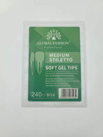 Gel tips for nail extension, shape \"medium stiletto\", 240 pcs
