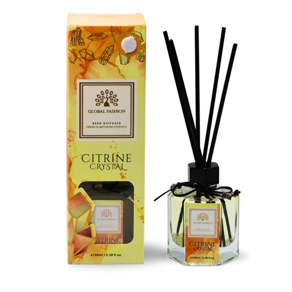 Citrine Crystal Reed Diffuser 100ml Home Fragrance Reed Diffuser Bottle 100ml - Luxury Aromatherapy Home Fragrance UAE GCC | معطر غرف فاخر