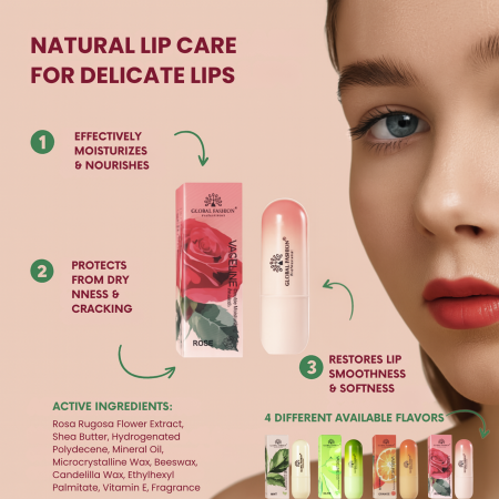 Korean lip balm close up smooth nourished lips مرطب شفاه لقطة مقربة
