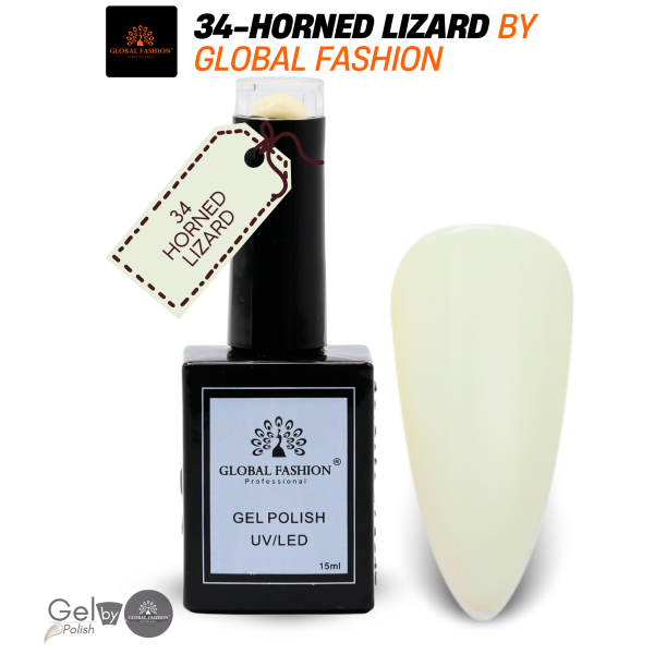 Delicate Whites Nail Polish 15ml UV LED | 34-Horned Lizard 1p White Gel Nail Polish Bottle 15ml - UV LED Soak Off Nail Color UAE GCC | طلاء أظافر جل أبيض