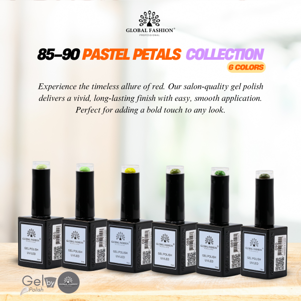Pastel Petals Gel Nail Polish Collection | 85–90 Pastel Petals 6p Pastel Gel Nail Polish Bottle 15ml - UV LED Soak Off Nail Color UAE GCC | طلاء أظافر جل باستيل