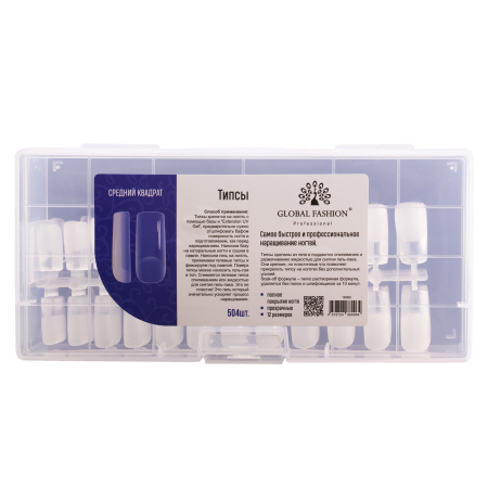 Gel tips, square shape, 12 sizes, 504 pcs