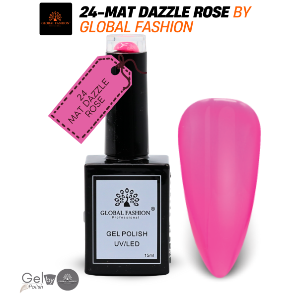 Peach Perfection Nail Polish 15ml UV LED | 24-Mat Dazzle Rose 1p